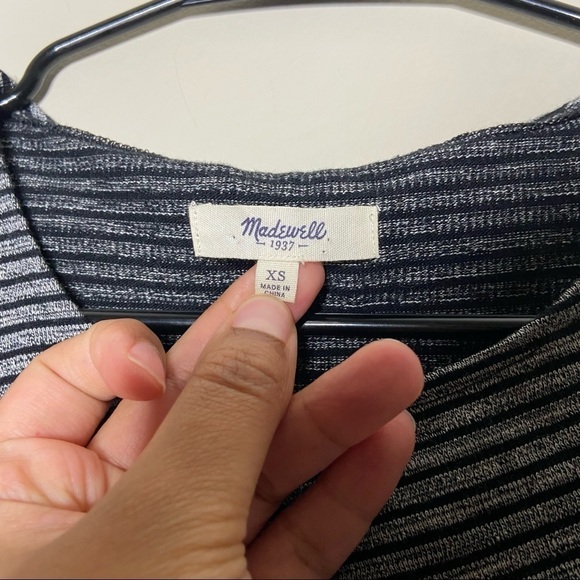 Madewell Size XS Stripe Crossover Tank Top 100% Cotton Black C9024 - Picture 3 of 6